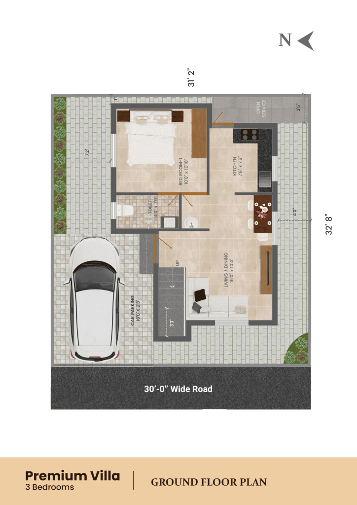 Gardenia One — Premium Villa ground floor plan