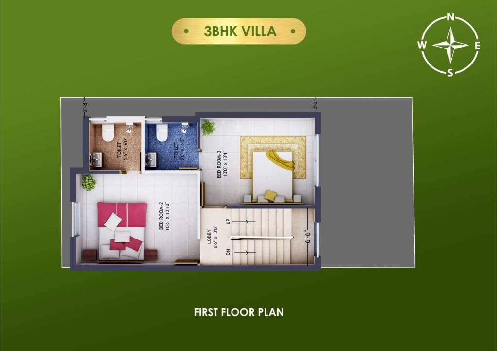 Park Villas — 3 BHK Villa first floor plan