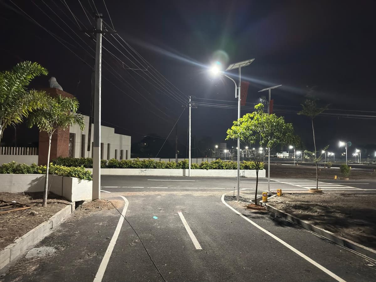 Riverside By Tamil Nadu Villas — internal road at night