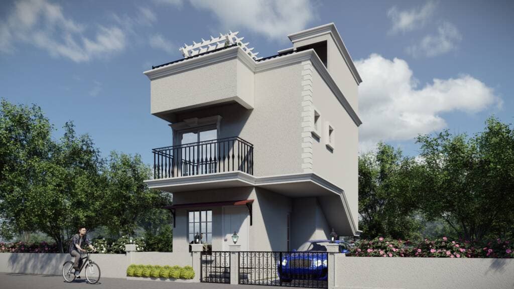 Brookside Residences, Pammal — villa corner view rendering