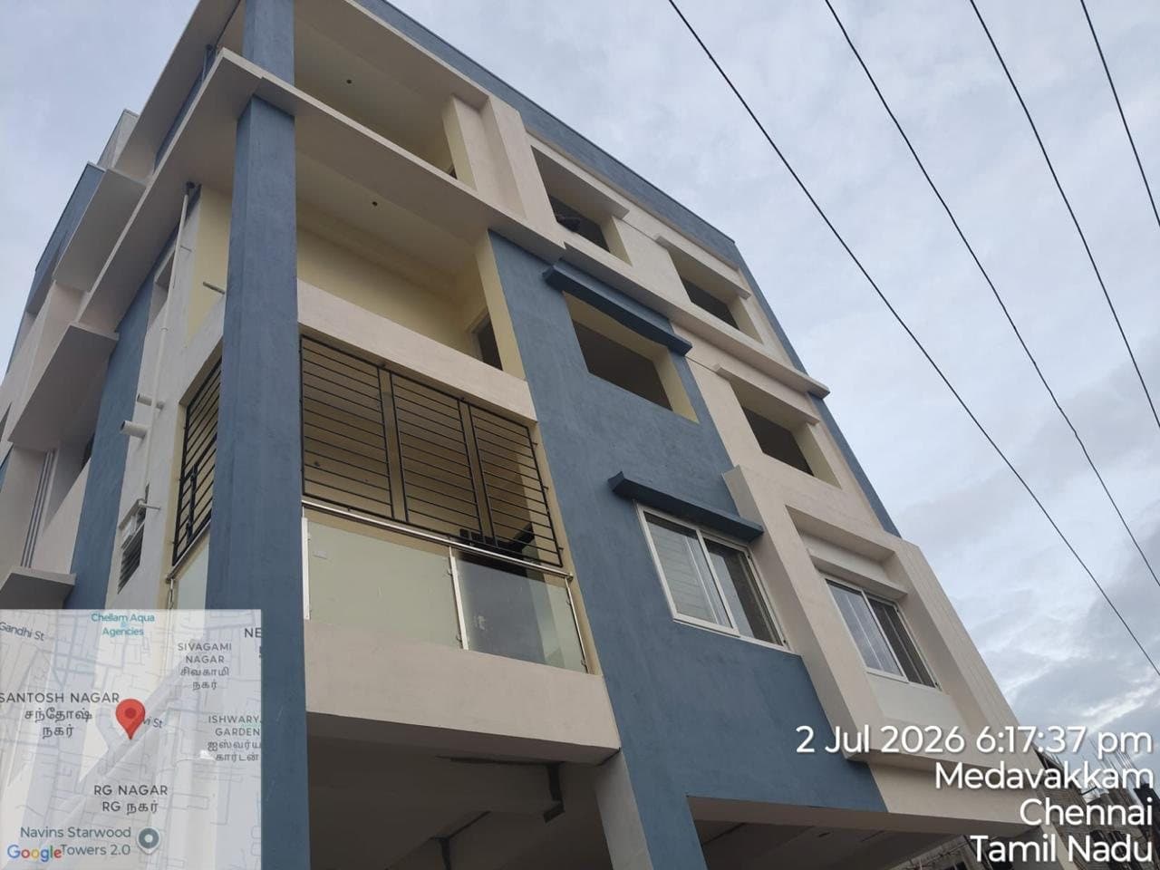Precision Aranya Residences, Medavakkam — exterior, during finishing-stage construction, July 2026