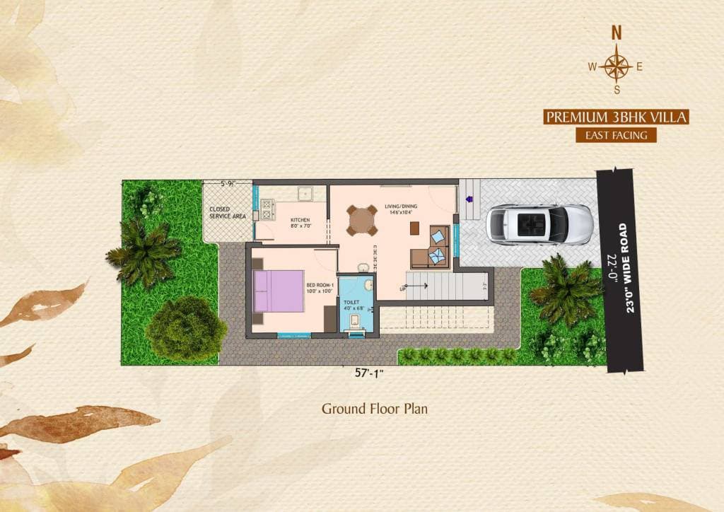 Waterfront Villas — Premium 3 BHK Villa ground floor plan